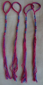 Home made set of Messianic Hebrew tzitzit, tassels, fringes (Red) - Picture 1 of 3