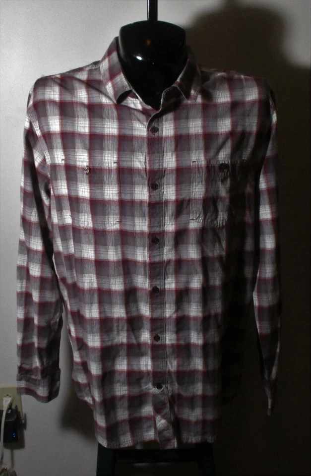 HORNY TOAD Burgundy Gray 100% Organic Cotton Long Sleeve Shirt Size XL - Image 1 of 4
