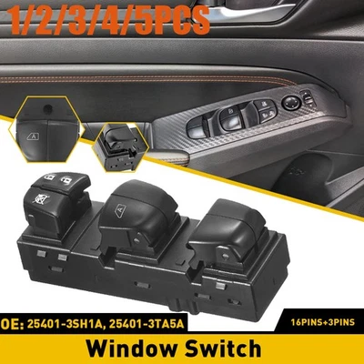 Ajuste para Nissan Altima 2013-2018 Power Window Interruptor maestro lado del conductor izquierdo 1-5x Foto 1 de 4