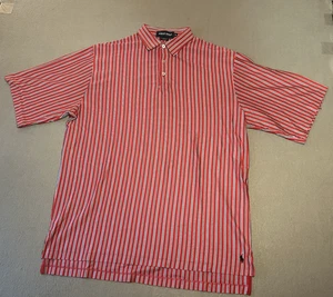 Polo Golf Shirt Mens Ralph Lauren Red Stripe 100% Pima Cotton Size XLarge - Picture 1 of 7
