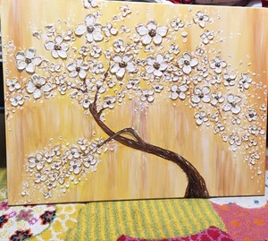 Hand Gemäld Modern Blumen 3D Abstrakt LEINWAND MALEREI Original Acryl 80* 60 - Bild 1 von 6