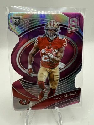 2021 Spectra Trey Sermon RC Neon Pink Die Cut Rookie #/20 - Image 1 of 2