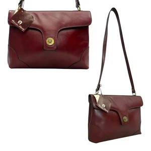 Vintage 70er 80er ETIENNE AIGNER Leder Schultertasche Handtasche Klappe NEU Neu mit Etikett OCHSENBLUT - Bild 1 von 24