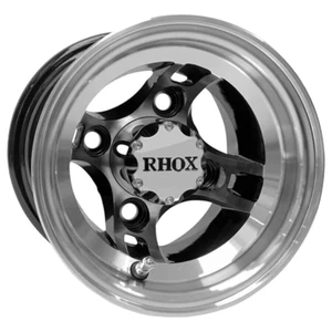 4) RHOX 8" Brickyard Machined & Black Golf Cart Wheels w Duro Touring Tire - Picture 1 of 4