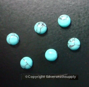 6 pcs Turquoise chalk turquoise treated cabochons 4mm round $ .40 ea CB008 - Picture 1 of 3