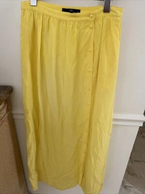 Maxi Falda TIBI Talla 4 Amarilla 100% Seda Botones Bolsillos Laterales Forrada Foto 1 de 4