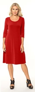 Alisha D Women's Dress 3/4 Sleeves Round Neck in Red Color Size Large - Picture 1 of 1
