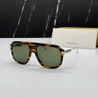 NUEVAS GAFAS DE SOL GUCCI GG1309S 007 HABANA DORADO VERDE ESCUDO GUCCI Foto 1 de 4