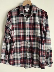 Amazon Essentials Mens Red Plaid Cotton Flannel Long Sleeve Button Shirt Size M - Picture 1 of 12