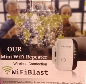WIFI BLAST WIRELESS REPEATER Wi-Fi RANGE EXTENDER 300Mbps 2.4 GHz WiFi US PLUG - Picture 1 of 2