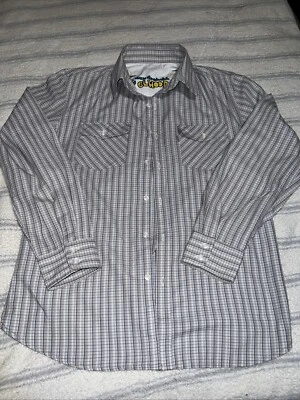 Elwood, Mark Gonzalez, Dan Drehab Button Down Shirt Plaid Long Sleeve Sz Large - Image 1 of 4