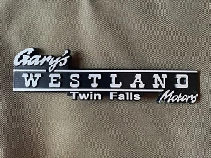 VINTAGE GARY'S WESTLAND TWIN FALLS HÄNDLERABZEICHEN EMBLEM. NOS. AMERICANA - Bild 1 von 3