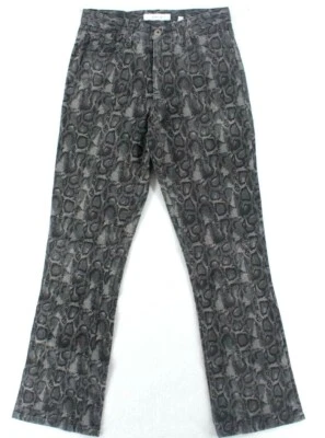 Pantalones de mezclilla para mujer Arden B de tiro alto con patrón de piel de serpiente gris bootcut talla 4 EE. UU. Foto 1 de 4