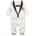 Baby Boys Bowtie Gentleman Romper Jumpsuit Tuxedo Bodysuit Formal Outfits Sets/