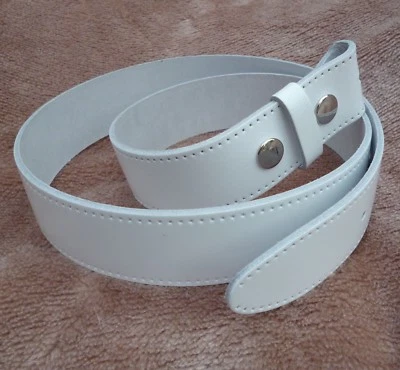 Cinturón a presión de cuero real blanco con tachuelas para hebillas nuevo grande XL XXL Foto 1 de 2