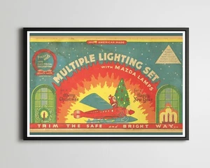 Vintage 1930s Polly's Christmas Lights POSTER! (up to 24 x 36) - Santa - Holiday - Picture 1 of 7