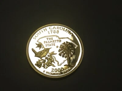 2000-S 25c South Carolina SILVER State Flag Quarter GEM Proof Coin  - Image 1 of 2