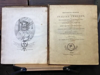 1799 Historical Memoir on Italian Tragedy by Joseph Cooper Walker, Illustrated - Image 1 of 4