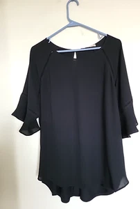 Loft Black Tunic Top Blouse Size XL Bell Sleeve Black - Picture 1 of 3