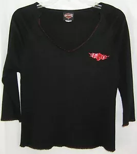 Camiseta Harley Davidson Hawaii Licencia Escote en V Mangas Largas Damas Mediana    - Imagen 1 de 4