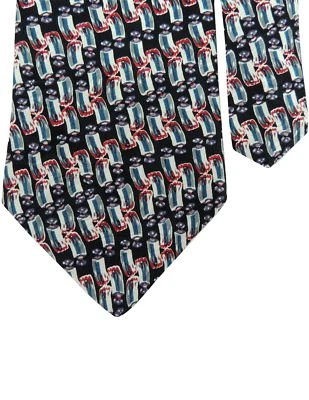 Gravata Hardy Amies masculina 100% seda novidade pescoço azul vermelho branco 4" x 56" - Imagem 1 de 2