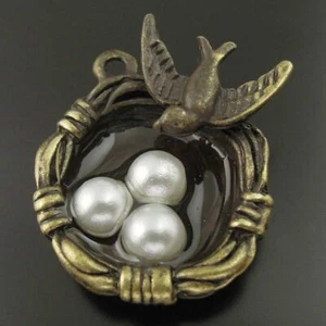 12 piezas Antiguo Bronce Nido de Pájaro Colgante Dije Aleación Joyería Artesanía 24*20*8 mm - Imagen 1 de 3