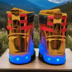 Gold American Flag Shoes Maga 2024 Light Up Heel High Tops Sneakers -SIZE 12 - Picture 1 of 7