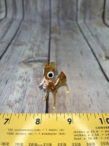Vintage Blown Art Glass Brown Amber Deer Big Eyes Miniature Figure 1.75" tall - Picture 1 of 18