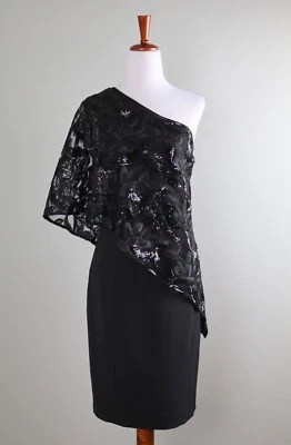 TAHARI Arthur S. Levine ASL $168 Sequin Embellished One Shoulder Dress Size 4 - Image 1 of 4