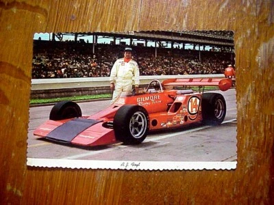 INDIANAPOLIS MOTOR SPEEDWAY Postcard with  A.J. FOYT #14 INDY RACING CAR 1973 - Image 1 of 3