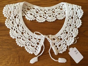 Hand Crochet White Cotton Victorian Inspired Peter Pan Girl/Lady Collar ( A1 - Picture 1 of 8