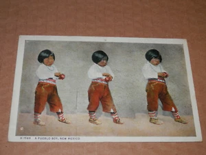 EIN PUEBLO INDIANER JUNGE - FRÜHE POSTKARTE - FRED HARVEY KARTE - Bild 1 von 2