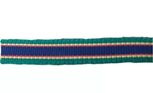 Blue, green, gold vintage cloth ribbon crafting piece, 3/8" x 35+" long - Picture 1 of 3
