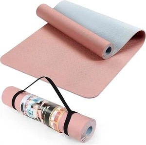 TPE Yogamatte für Frauen Männer, rutschfeste Trainingsmatte mit Tragegurt, 183 x 61 cm - Bild 1 von 8