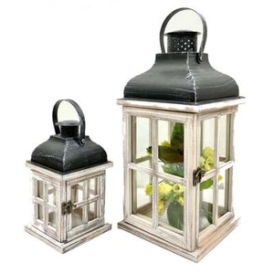 Nouvelle lanterne de bougeoir en bois classique décorative de haute qualité (Ens - Foto 1 di 3