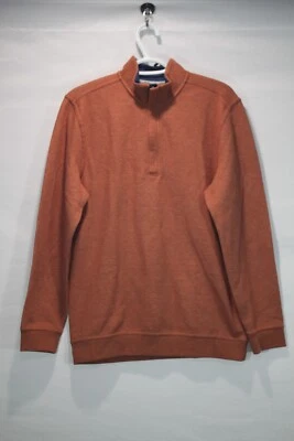 Men's Walter Hagen Pique Fleece Midweight 1/4 Zip Golf Pullover Orange size S — 第 1/4 张图片