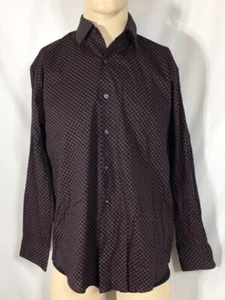 Men's NWT Alfani Dress Shirt Red Black Diamond Geo Stretch Classic Shirt - Picture 1 of 5