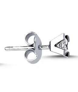 Pendientes Solitarios Diamante Corte Brillante Hombre Oro Blanco 14 Quilates 0,12 Quilates - Imagen 1 de 2