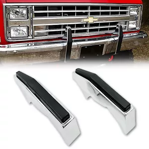 Front Chrome Steel & Black Pad Bumper Guards Pair for 1973-80 Chevy & GMC Truck - Foto 1 di 11