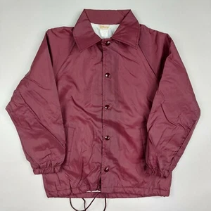 VTG 80s Whang Boys Kid's Youth Size 10-12 Jacket Windbreaker Work Burgundy Lined - Picture 1 of 10