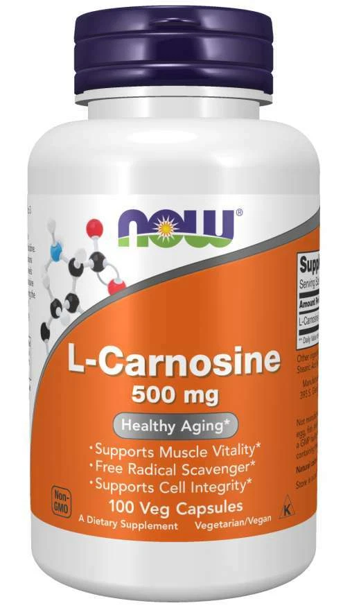 NOW Foods L-Carnosine 500mg 100 Veg Caps Free Radical Scavenger 05/27EXP - Image 1 of 1