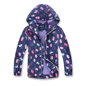 Girls Rain Jacket Size 4-12 Years Lightweight Waterproof Hooded Cotton Lined - Picture 1 of 6