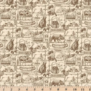Pine Grove Outlines Putty  C15934-PUTTY  100% Cotton Fabric By the half yard - Picture 1 of 4