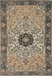 Vintage Traditional Peach Rug 4x7 Hand-knotted Wool Geometric for Any Room - Picture 1 of 21