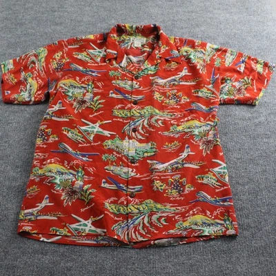 Camisa Avanti Para Hombres XL Seda Hawaiana Aloha Campamento Mapa Estampado Retro Colorida Tropical Foto 1 de 4
