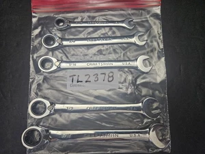 CRAFTSMAN #42412-16 5 PC SAE 12 PT 5/16"-9/16" REVERSIBLE RATCHETING WRENCH SET - Picture 1 of 6