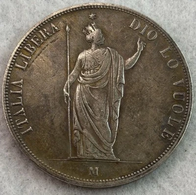 1848 Italy 5Lire silver coins Lombardy-Venetia statue of the goddess - Image 1 of 3