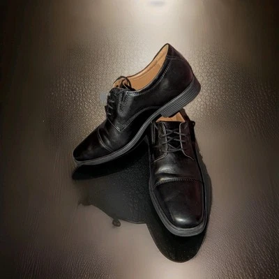 Clarks Men's Tilden Oxford Size 11 Black Leather Cap Toe Dress Shoes  NEW - Image 1 of 4