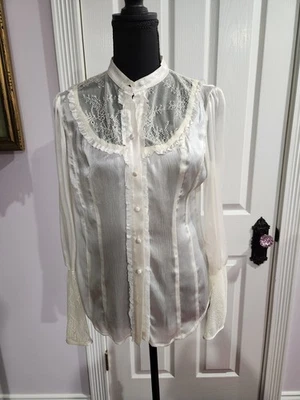 Blusa Bebe Para Mujer Encaje Yugo Gasa Seda Nueva Con Etiqueta Foto 1 de 4