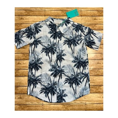 Posh Peanut Russell Blue Palm Tree Poplin Shirt 8y NWT - Image 1 of 3